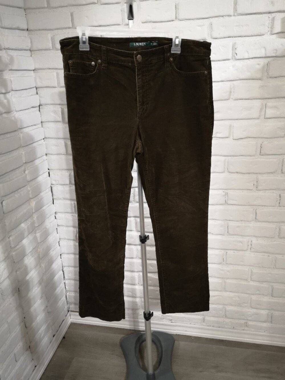 Lauren Ralph Lauren Ladies Size 12 Dark Brown Premier Straight Corduroy Pants